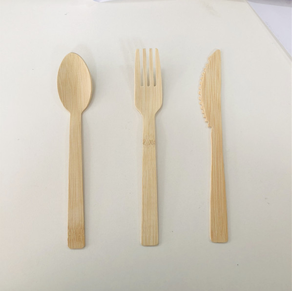 Compostable Disposable Cutlery Set Eco Friendly Bamboo Fork Spoon Knife for Everyday