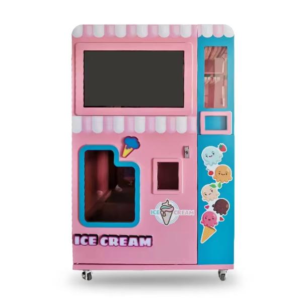 Professional Automatic Soft Serve Ice Cream Vending Machine with Cup Volume 80-100g and Machine Size 900x900x2260mm
