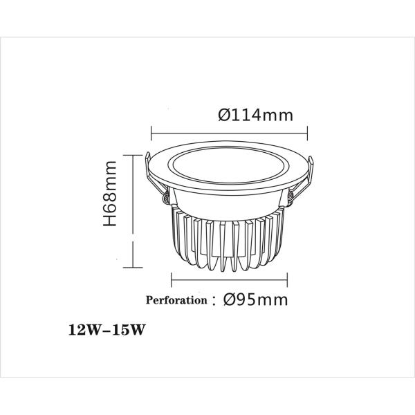 3000K 12W 15W Kitchen Ceiling Downlights BRIDGELUX For Restaurants