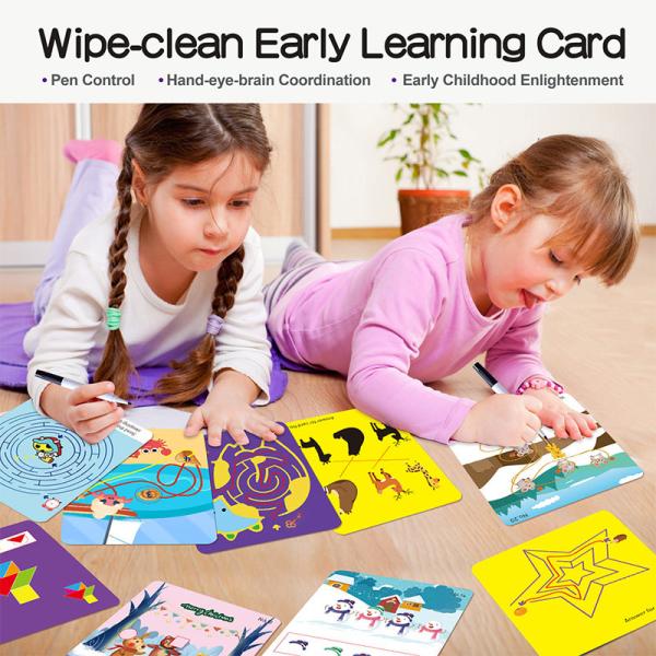 Brain Games Wipe-Clean Early Learning Flash Cards for Toddler Preschool Education Cards Intellectual Toys