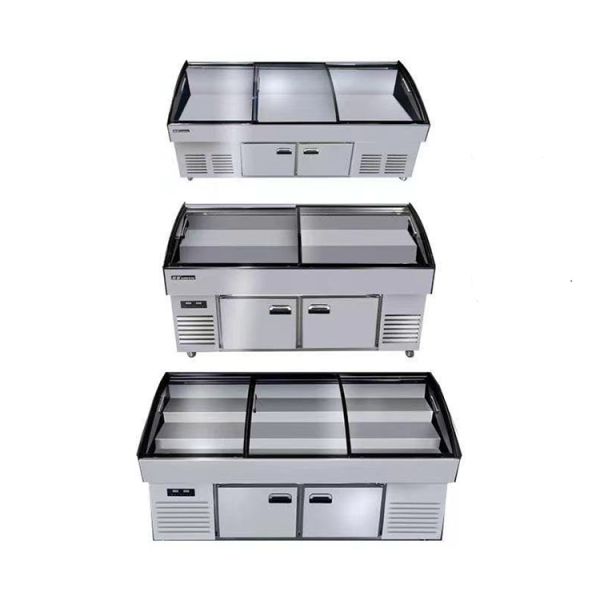 Fast Food Freezer Show Case 2 Door Display Chest Freezer Adjustable