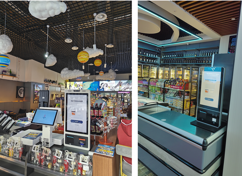 POS Kiosk All-in-one System with Capacitive Touch Screen 80mm Thermal Printer and NFC Card Reader for Self-service Checkout