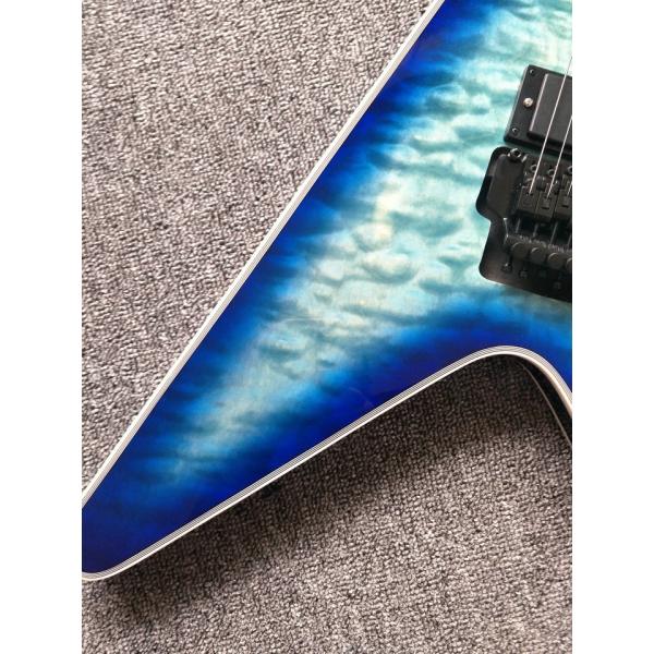 2017 custom kinds colors alien flying v guitar free shipping blueburst color ebony fretboard flying v electric guitar