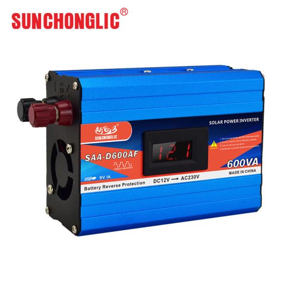 600VA 12V to 220V Modified Sine Wave Power Inverter with USB Charging for Solar Applications