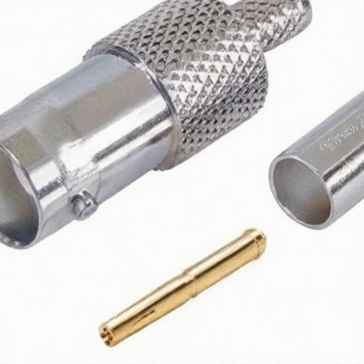 RG6 Cable Crimp Connector 75 Ohm BNC F Type with L-com BAC516 Brass Nickel Plated Body