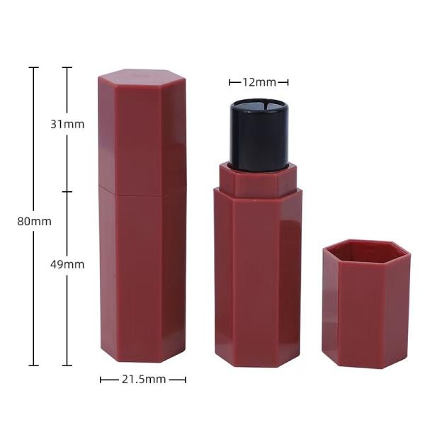 Hexagonal Plastic Lipstick Tube for Lipstick Blush Stick and Glossy Effect 5ml Sample Provided