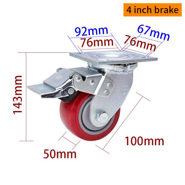 EDL Heavy Duty 4inch 350kg Plate TPU Caster by Rigid, Swivel and Brake type 734-86