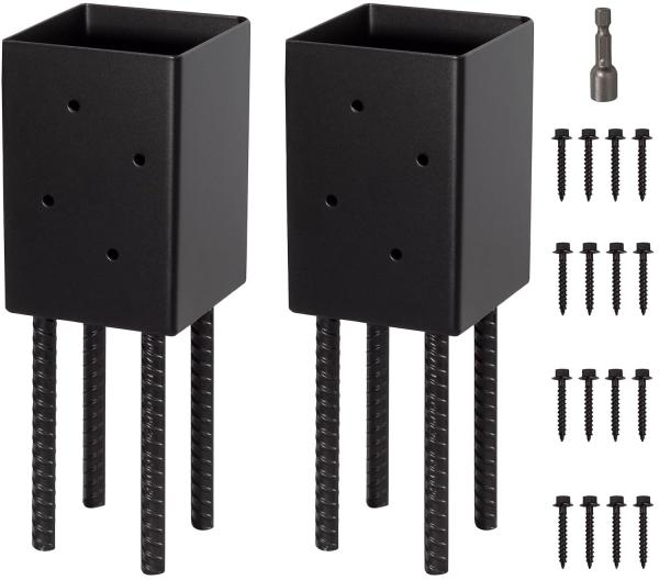4x4 Post Base Holder Ground Spike for Concrete Deck, 12 Gauge Steel