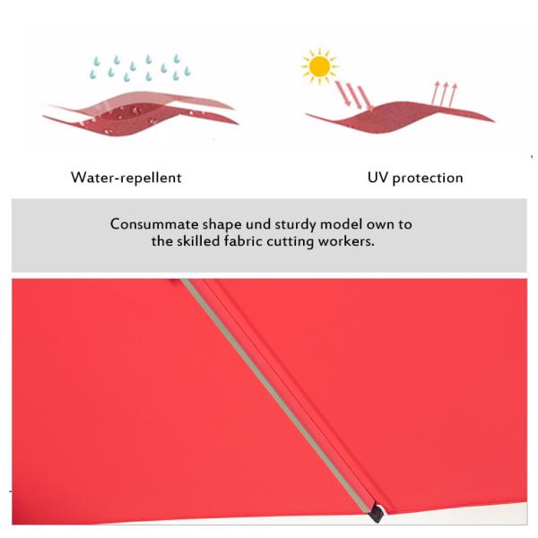 300x245cm 8 Rib Straight Pole Parasol Garden Umbrella With Bluetooth Speaker System