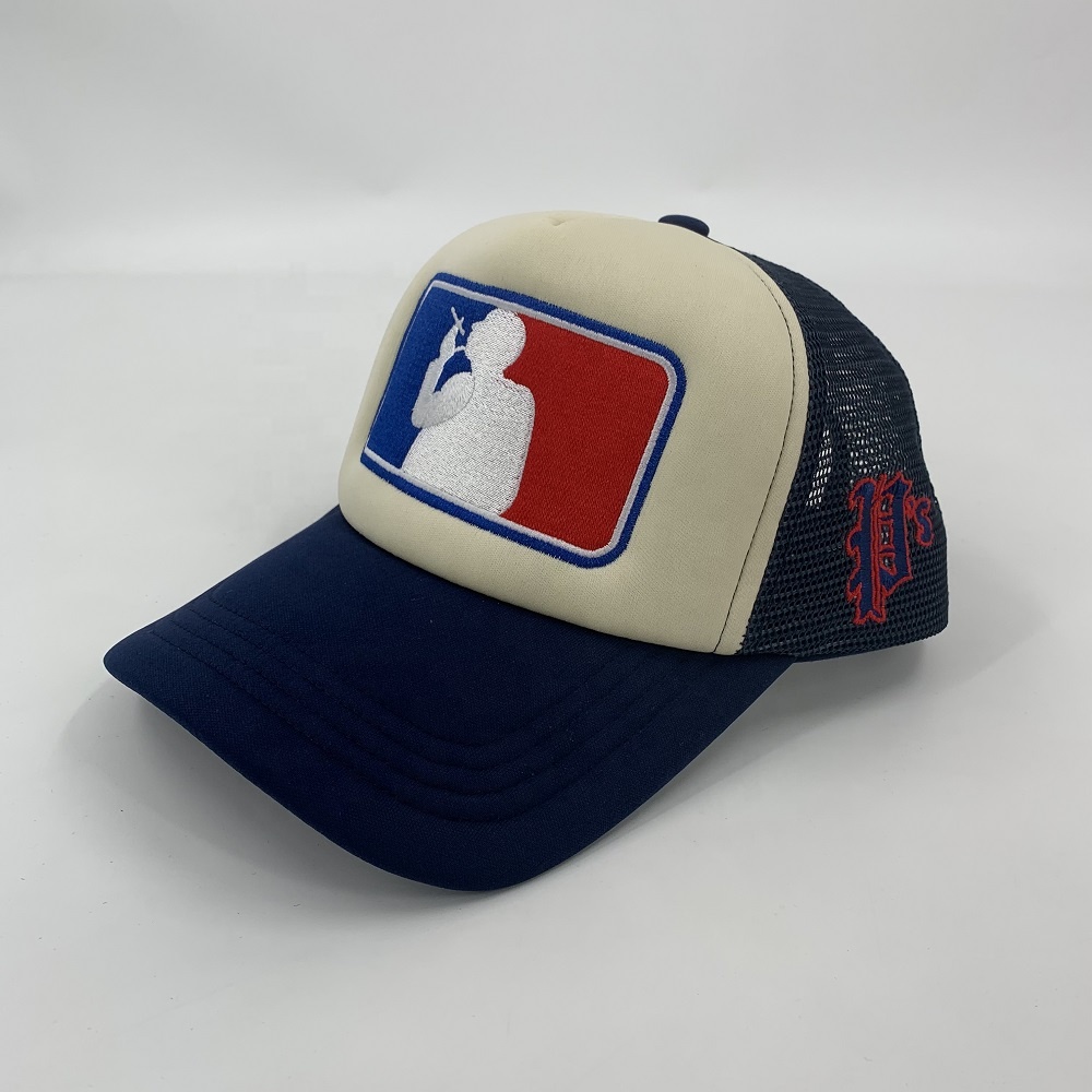 Base Ball Foam Blank Trucker Hats 5 Panel Embroidery Polyester Rope Puff Printing