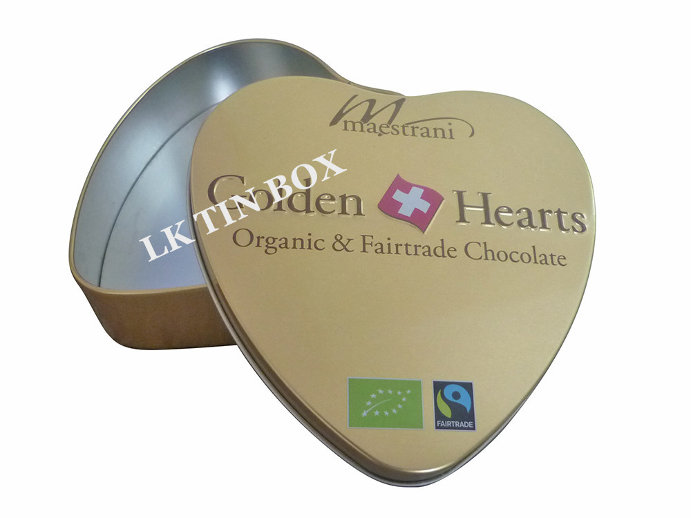 Heart Shaped Candy Tin Can / Wedding Chocolate Tin Box CMYK + PMS Printing