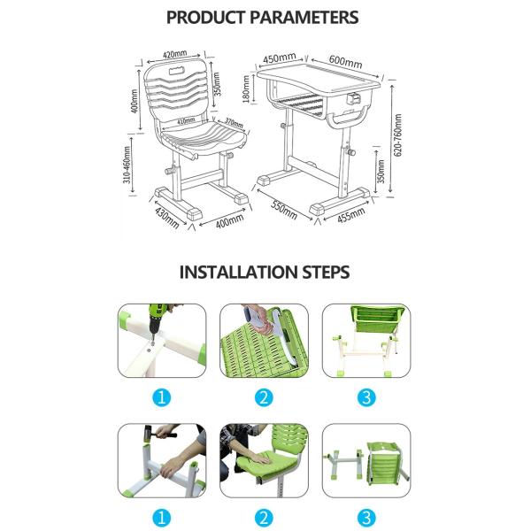 Children/Kids Plastic Desk and Chair Set for School Study ISO9001 ISO14001 Certified