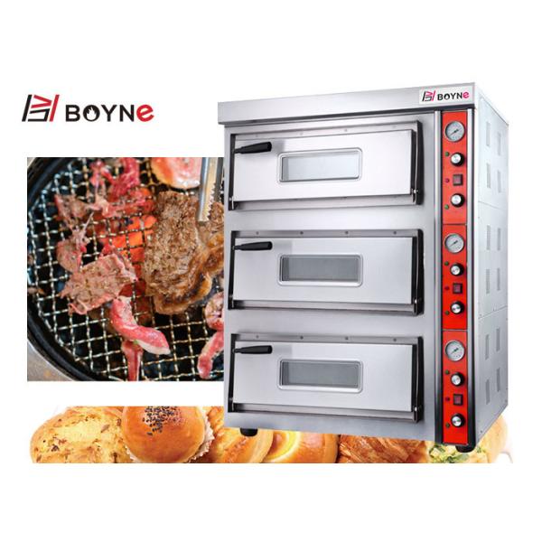 Stainless Steel Commercial Pizza Oven Three Deck Bakery Oven With Stone
