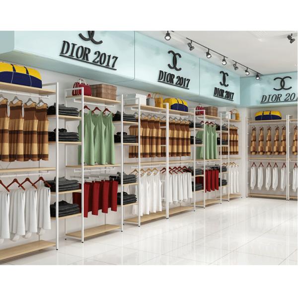 Modern Style Clothing Shop Display Racks Wall Mounted Clothing Rack For Shopping Mall