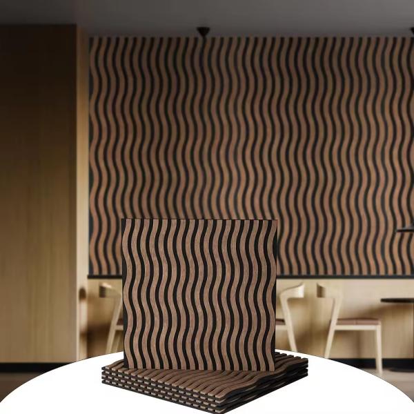 Curved Wavy Wood Strip Sound Absorbing Panel Interior Decoration