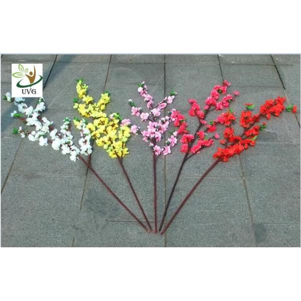 UVG CHR099 Wedding decoration materials artificial peach blossom branch with fabric flower