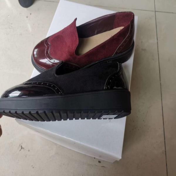 STOCKPAPA Ladies Burgundy Black Leather Oxford Shoes Size 36-41