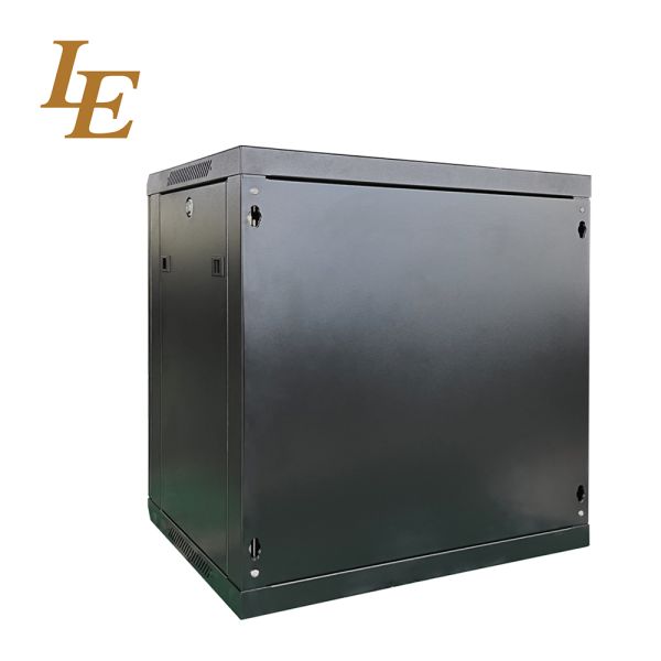 19 Inch Wall Mounted Rack Enclosure RAL9005 Black RAL9004 Black 4U 6U 9U 12U Metal Cabinet 600mm Width 450mm/600mm Depth Red/Orange/Blue Decorative Strips on Glass Front Door Disassembled Packing