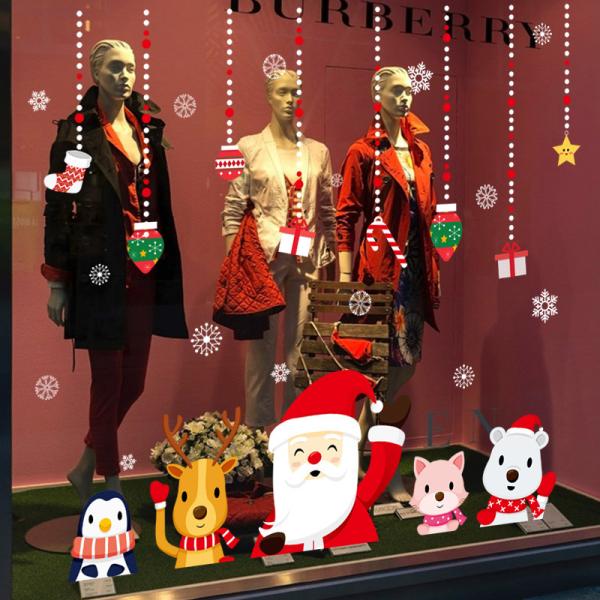 Holiday Decorative PVC 3d Christmas Vinyl Wall Stickers PMS/CMYK Colour Removable