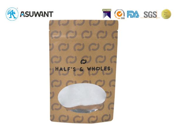Brown Kraft Paper Clear Window Food Packaging Zipper Bag