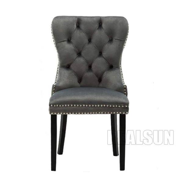 Modern Design Wooden Dining Room Chairs Restaurant Fabric Upholstered Tufted Ring Back