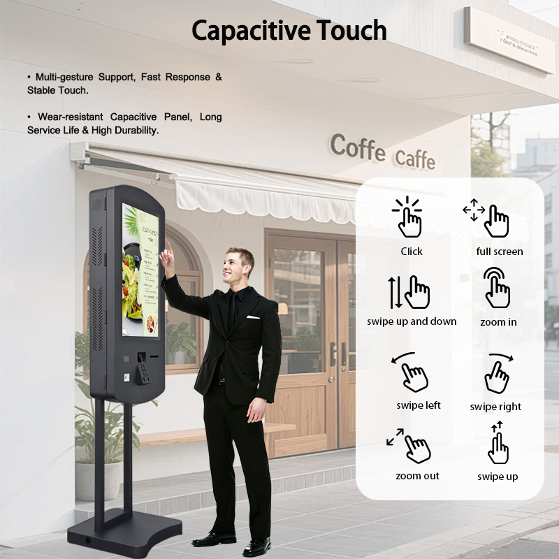 32 Inch Capacitive Touch Screen Self Service Kiosk with QR Code Scanner for Restaurant Ordering and Payment