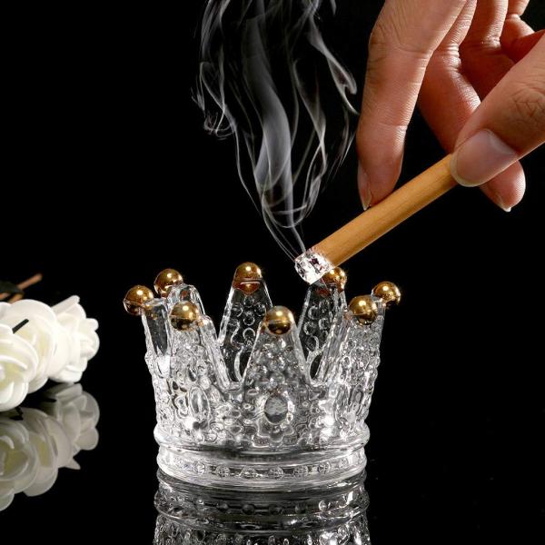 Classic Crown Clear Glass Candle Holders