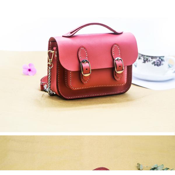 Pink Women PU Leather Belt Buckle Square Shoulder Bag Casual Flap Crossbody