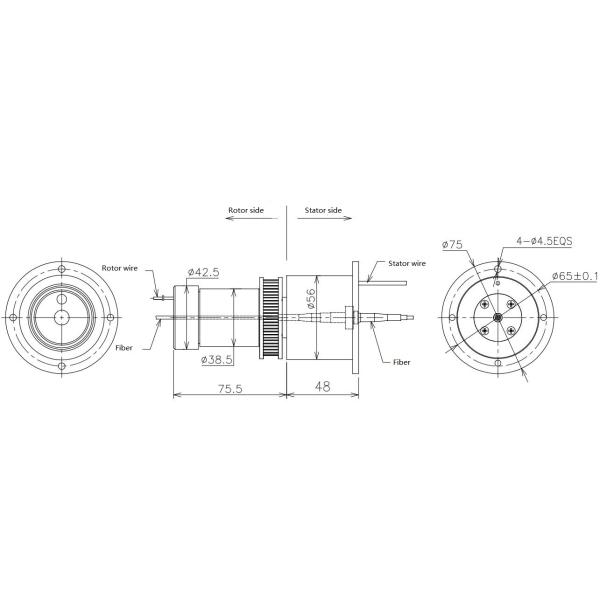 RG316 Cable Fiber Optic 2000rpm RF Slip Ring For Radar System