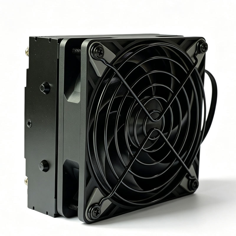 12V ball bearing axial flow cooling fan, 4-pin, 42.02 CFM, 4200 RPM, plastic fan. 4 copper tube air cooling/radiator, suitable for mining equipment.