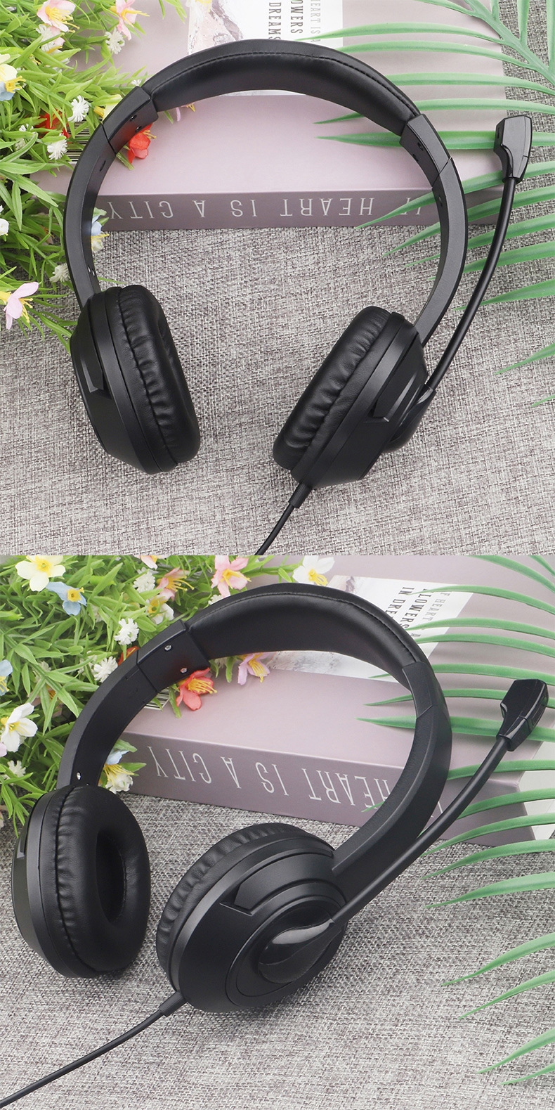 JTY-1026Wired Call Center Headset with Microphone, 3.5mm/USB/Type‑C Multi‑Interface Over‑Ear Headphone, Volume Control Wired Headset for Office Conference Online Class Home Work,OEM/ODM customization