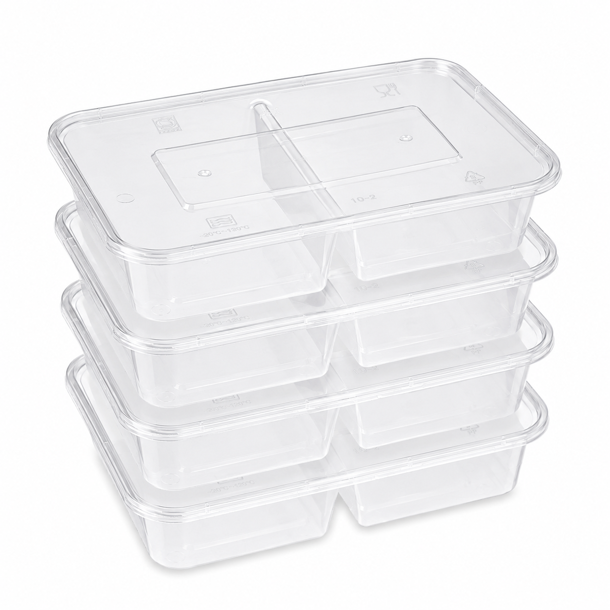 650ml PP Food Containers Two Compartment Balanced Meal Prep Box with Lid