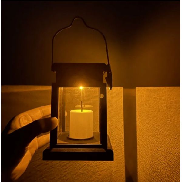Solar Hanging Candle Lantern Waterproof Outdoor Umbrella Light Vintage Clip Lamp for Garden Teahouse Pathway Lawn Yard Lounge