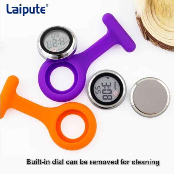 Pin Buckle Digital Fob Watch Electronic Display Skin Friendly Silicone Nurse Watch