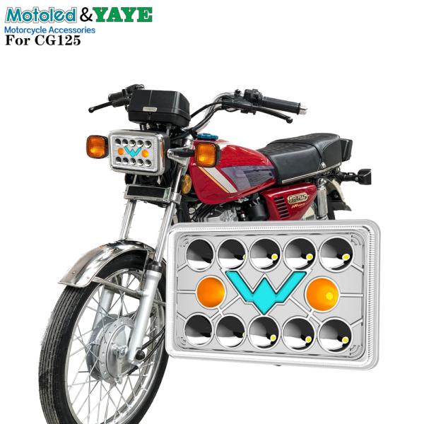 YAYE CG125 DC12V Semi-assemblage Rouge DRL Blanc Faisceau Hi/Lo Feuille LED de moto Durable
