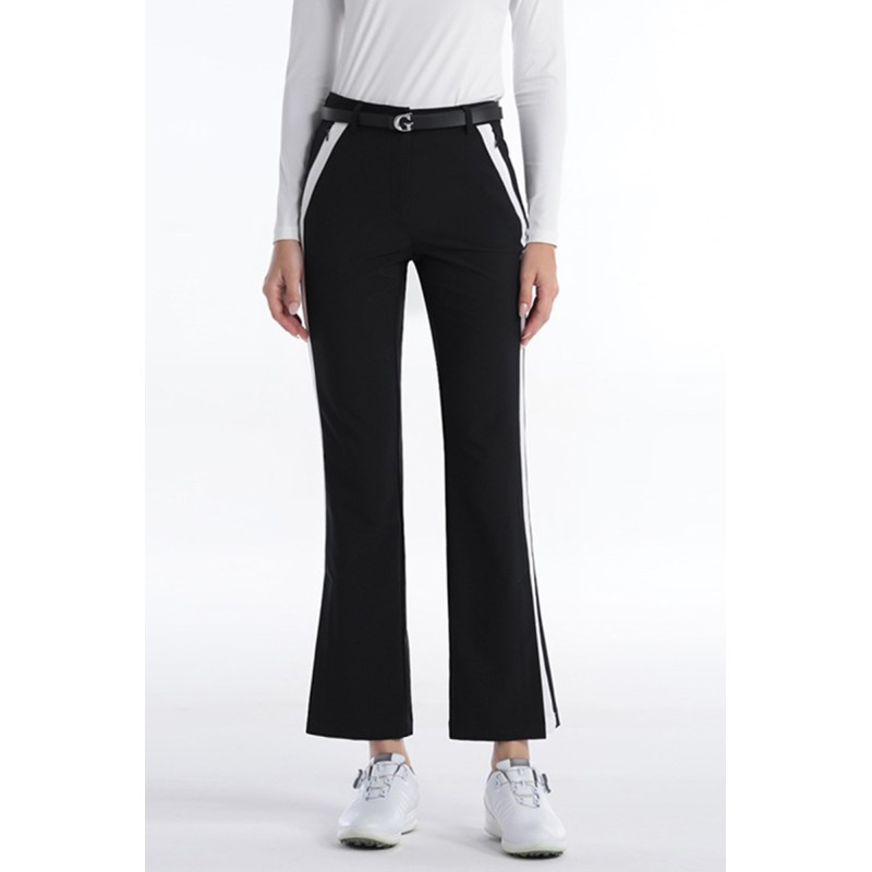 Custom OEM Women Slim Flare Golf Pants Split Hem Sport Pants Invisible Zipper Pockets