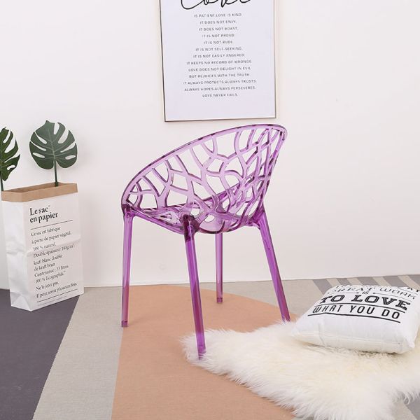 Transparent Acrylic PC Chairs Hollow Armrest Multicolor Plastic Garden Chair
