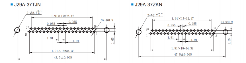 aerospace Grade J29A Series Rectangular Connector with Threaded Locking and Precision Twisted Wire Elastic Pins