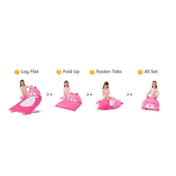 Pink Cat Toddler Nap Mat with Pillow & Blanket 60