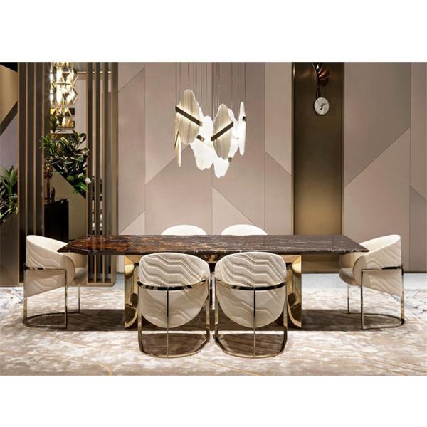 Gold Custom Stainless Steel Furniture Chair ODM Genuine Leather Fabric ISO9001