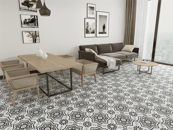 20x20cm Ceramic Rustic Tile for Indoor Floor Black Gray White