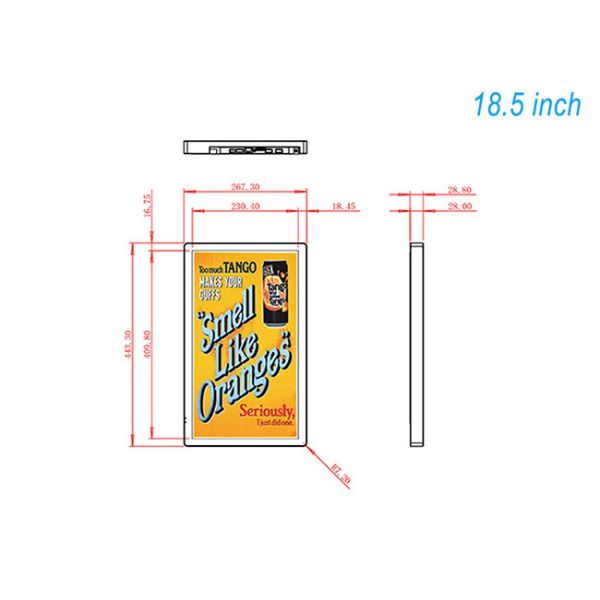 18.5-inch timed on/off department entrance external wall screen with USB flash drive inserted to play triage led digital displays