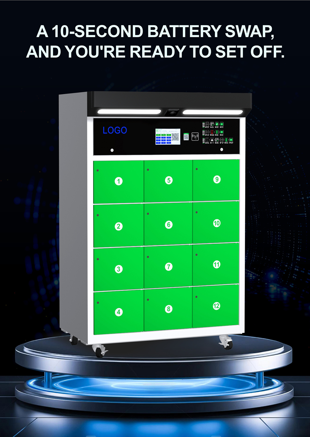 12 Slot Battery Swapping Cabinet Charging Stations For Electric Motorcycle 220V