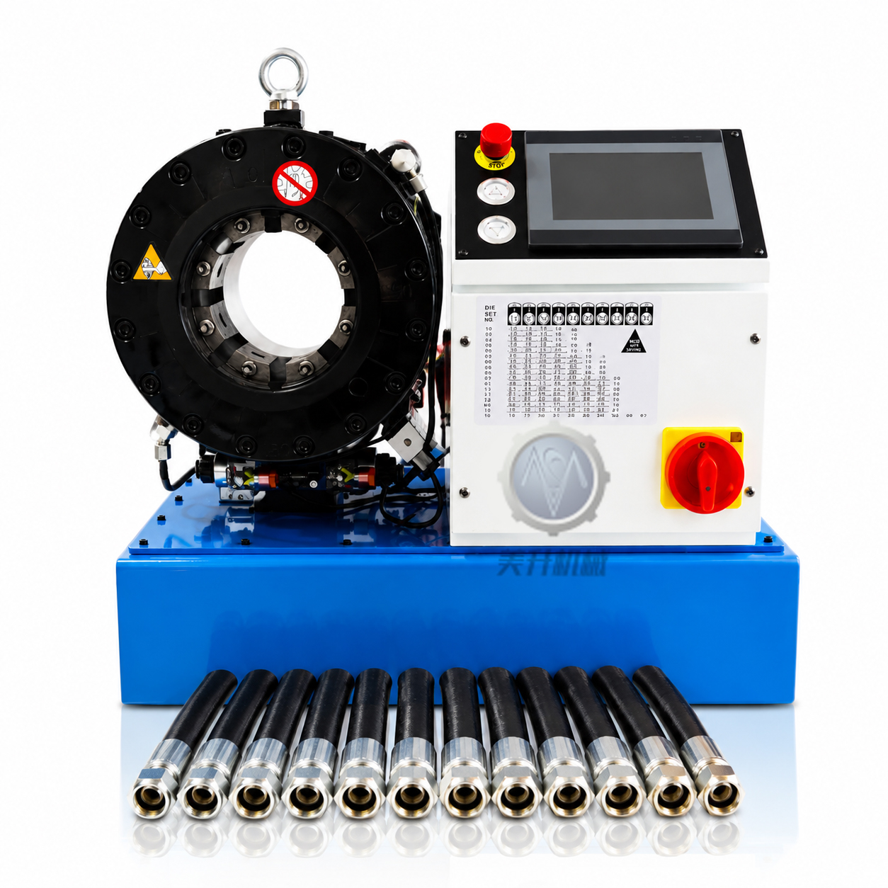 SP32NC Industrial Hydraulic Hose Crimping Machine with 500T Crimping Force, 10 Die Sets for 1/4 - 2.0 Inch Hoses