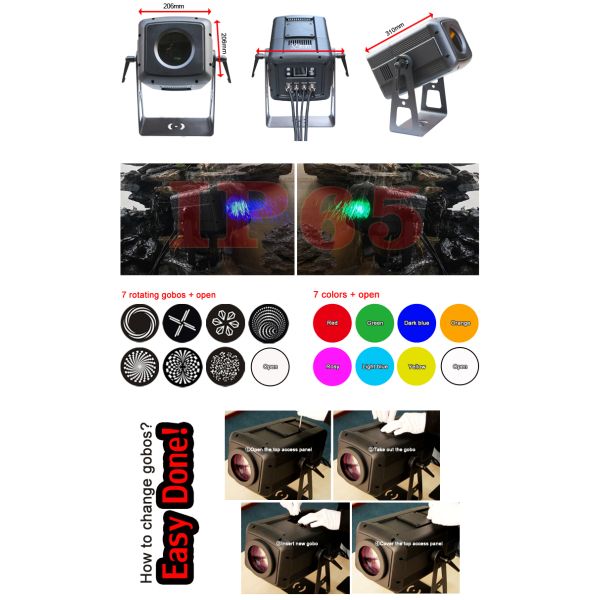 100 Watt IP65 Led Logo Gobo Projector for Outdoor Advertising Hotel & Landscape Use