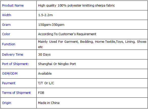 Short Pile Thick Sherpa Fleece Fabric Shrink - Resistant For  Bedding