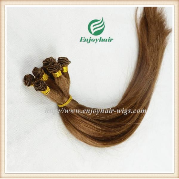 Hand tied weaviing Brazilian 5A virgin remy hair, 6#color straight hair extension weaves