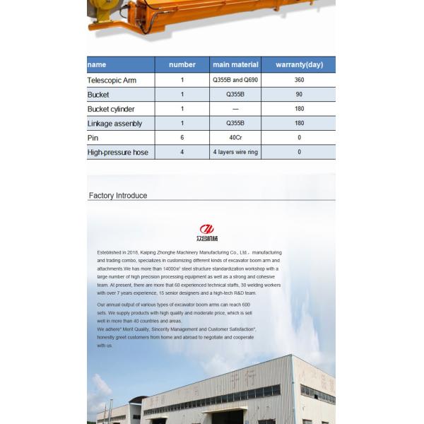 Wear Resistant Demolition Arm , Multi Stage Demolition Attachments For Excavators