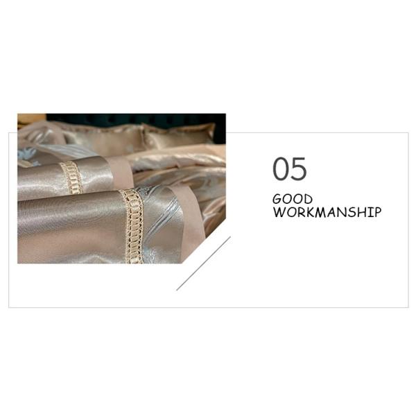 Wedding Jacquard Printed Luxury King Size Silk Satin Bed Set for Sustainable Comfort