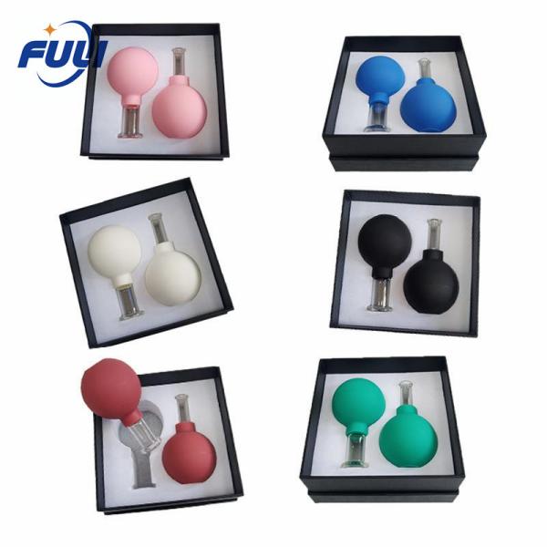 a terapia 2pcs colocando ajusta o silicone que a anti massagem da sução do vácuo do copo das celulites coloca grupos colocando faciais para o corpo e a cara